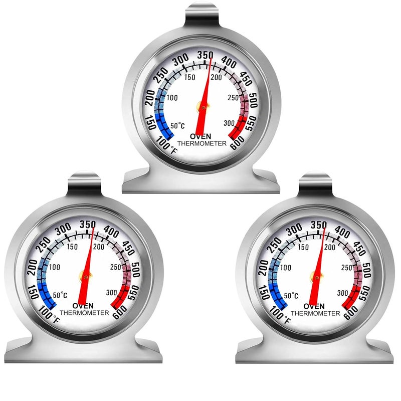 Linkhood Oven Thermometer 50-300°C/100-600°F, Oven Grill Fry Chef Smoker Analog Thermometer Instant Read Stainless Steel Kitchen Cooking Thermometer (3Pack) - Image 1